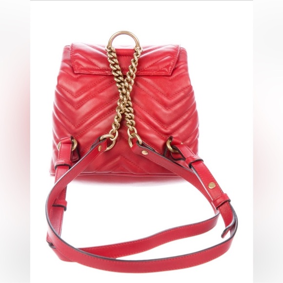 Gucci Marmont Red Leather Backpack - Picture 5 of 12